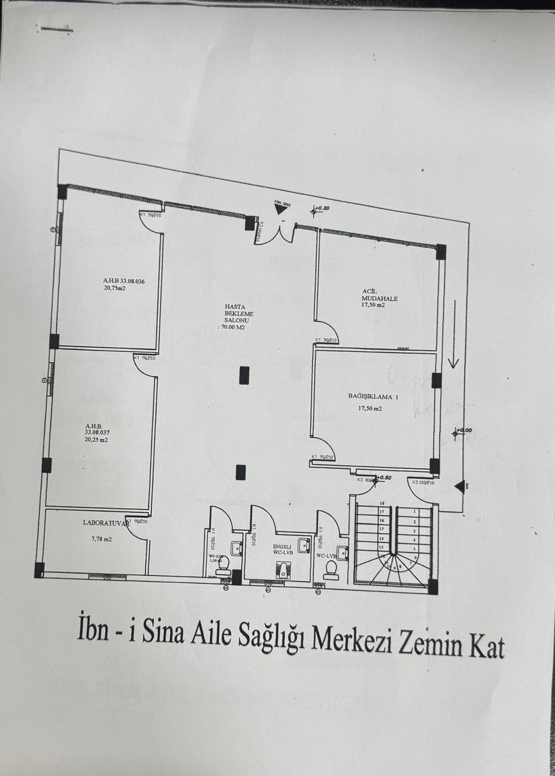 İBNİ SİNA AİLE SAĞLIĞI MERKEZİ ZEMİN KAT PLANI